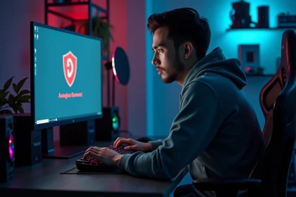 Jeune homme frustré face à une erreur d'installation de Vanguard sur son PC gaming