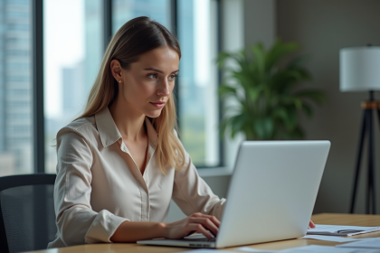 Femme au bureau travaillant sur un fichier Excel
