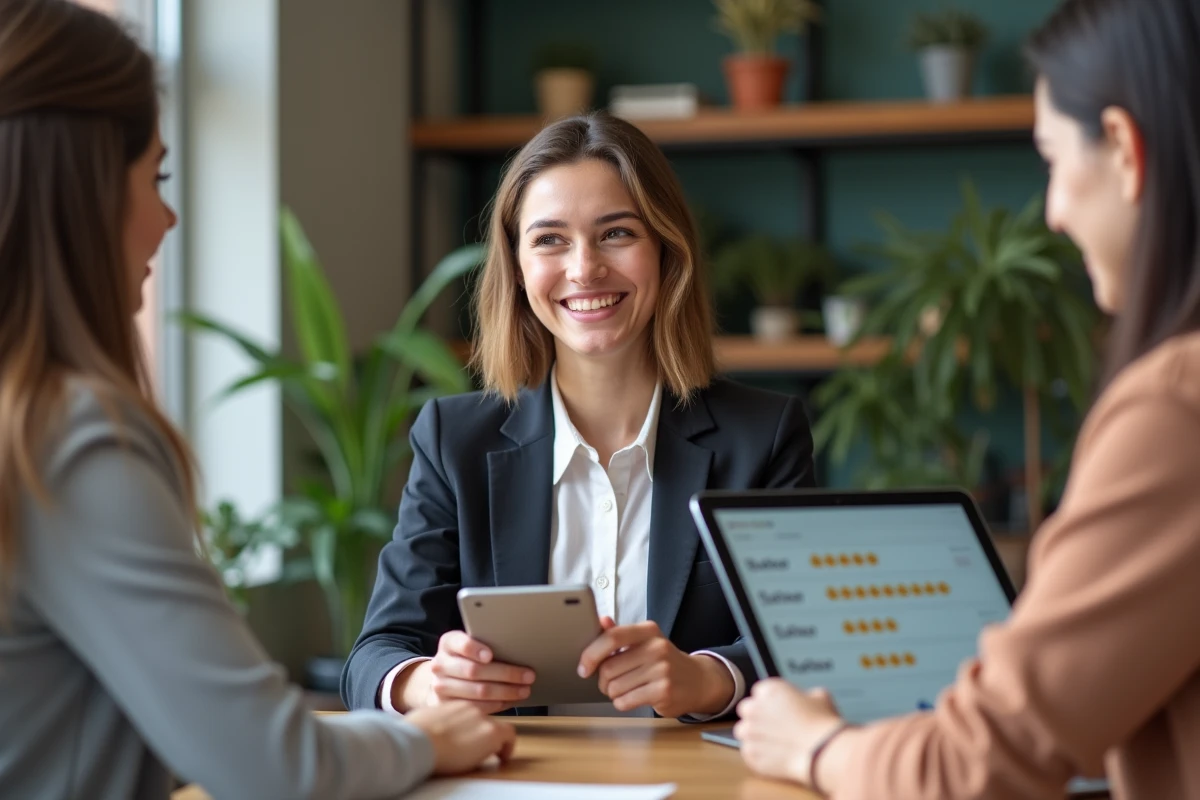 Jeune femme discutant d