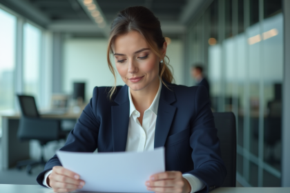 Femme d affaires en blazer dans un bureau moderne