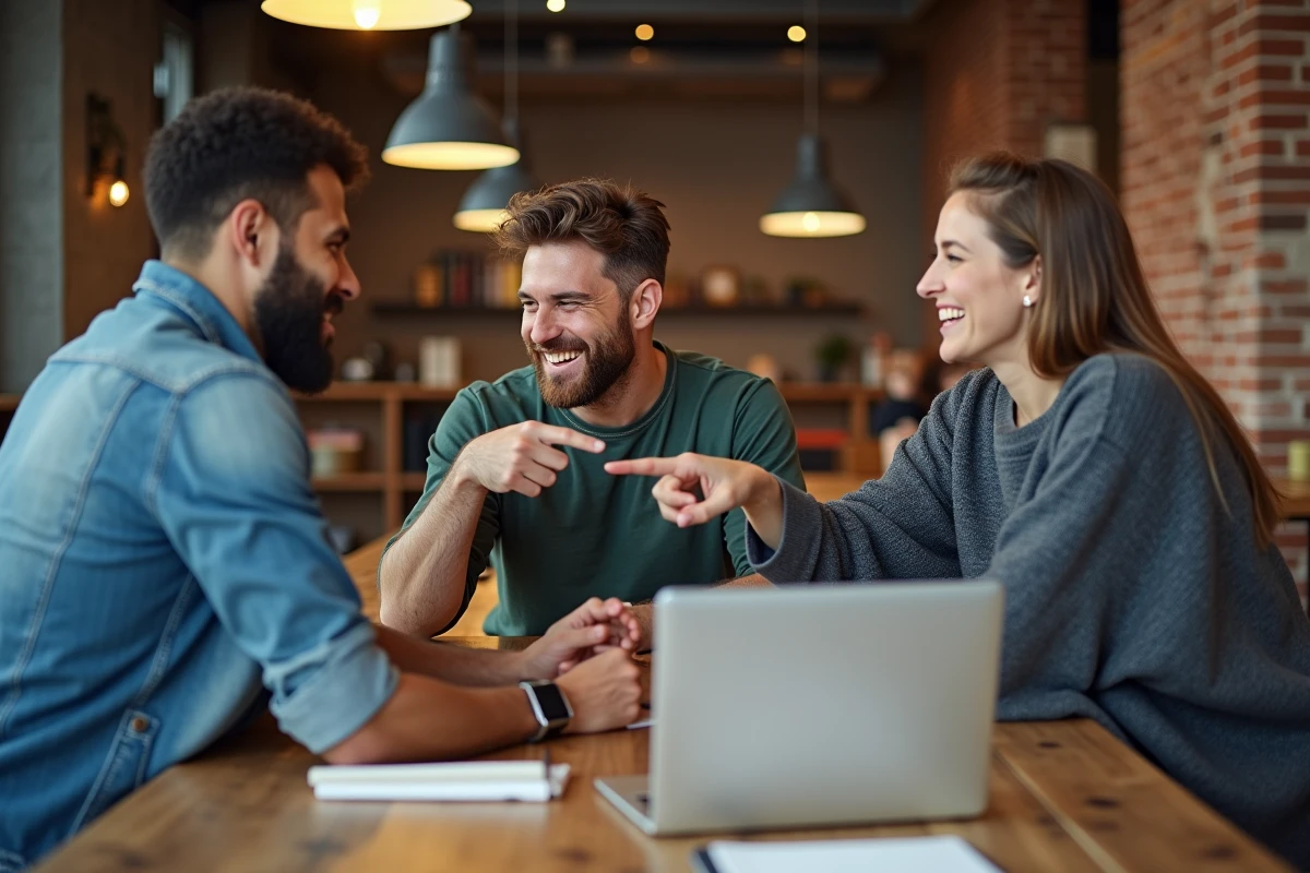 Groupe de professionnels discutant de la tendance Haipallzizopnoz dans un espace de coworking