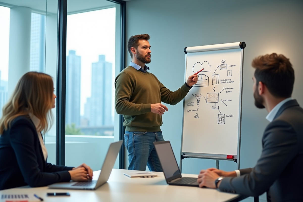 Homme expliquant la storage cloud lors d