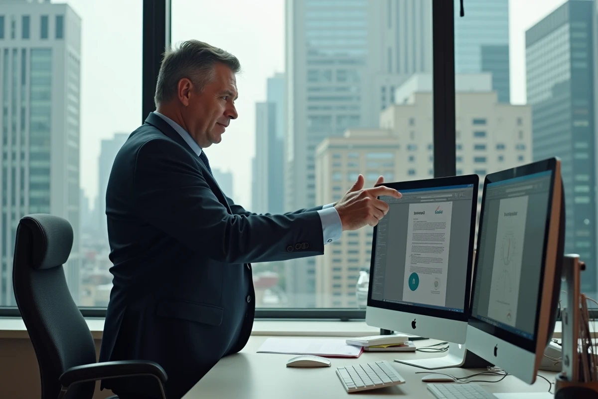 Homme d affaires frustré devant son ordinateur au bureau
